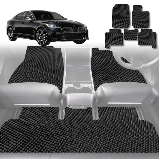 6D Diamond Car Floor Mats for Kia Stinger 2017-Current-Full Set-Black-Outback GT