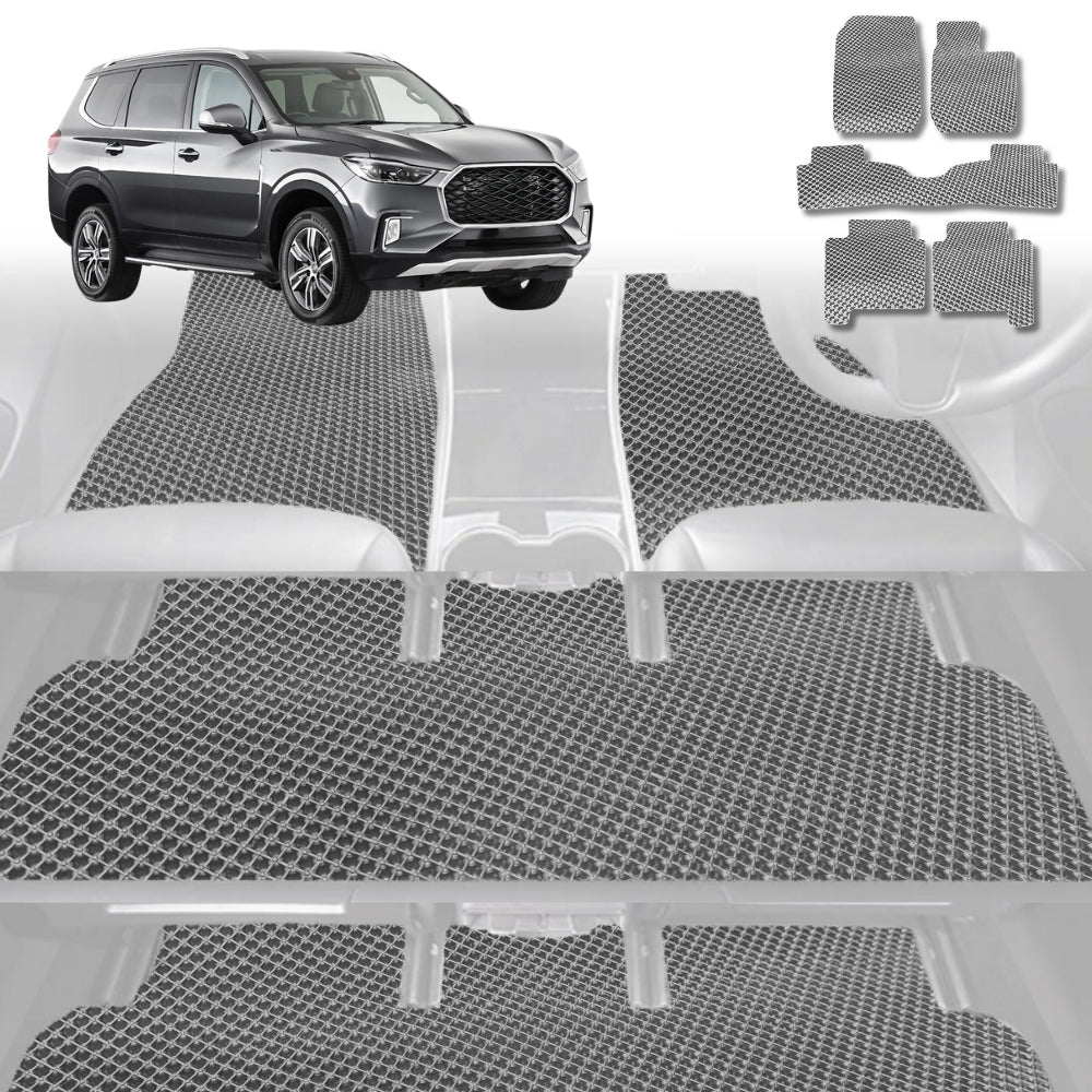 6D Diamond Car Floor Mats for LDV D90 2017-Current-Ultimate Set-Grey-Outback GT