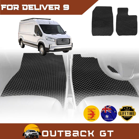 6D Diamond Car Floor Mats for LDV Deliver 9 Van 2019-Current Front Set | Heavy Duty Carpet Liner