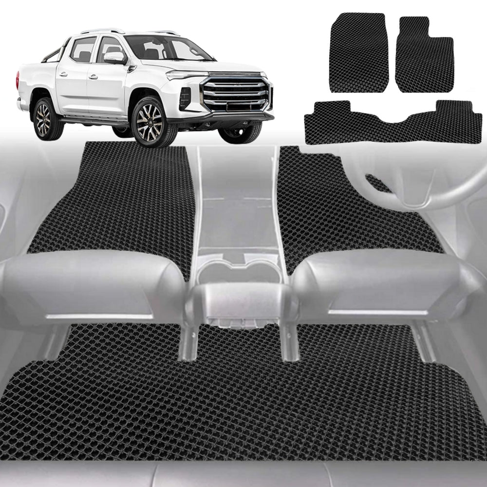 6D Diamond Car Floor Mats for LDV T60 Max 2017-Current-Full Set-Black-Outback GT