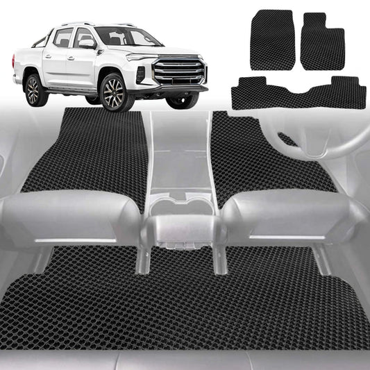 6D Diamond Car Floor Mats for LDV T60 Max 2017-Current-Full Set-Black-Outback GT