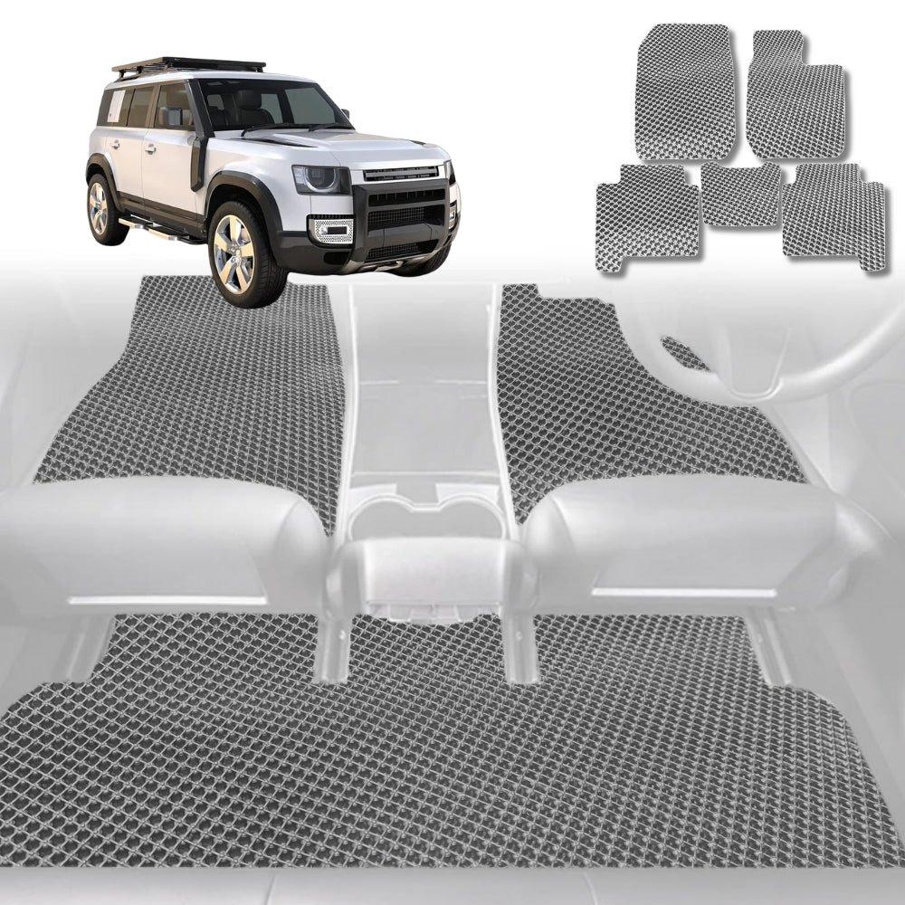 6D Diamond Car Floor Mats for Land Rover Defender 110 2020-Current-Full Set-Grey-Outback GT