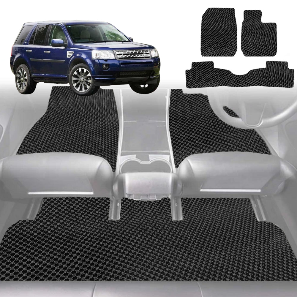 6D Diamond Car Floor Mats for Land Rover Freelander (Series 2)2007-2014-Full Set-Black-Outback GT