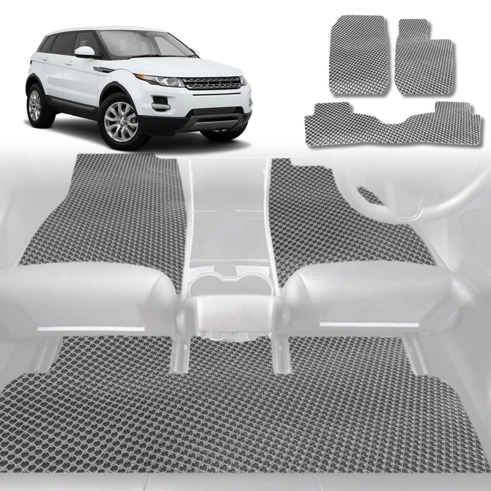 6D Diamond Car Floor Mats for Land Rover Range Rover Evoque 2010-2018-Full Set-Grey-Outback GT