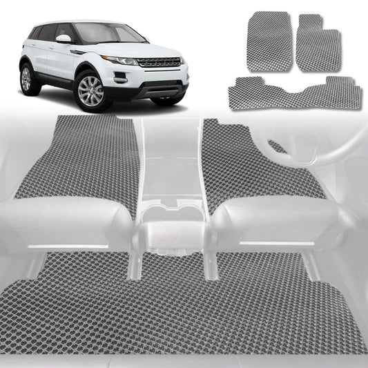 6D Diamond Car Floor Mats for Land Rover Range Rover Evoque 2010-2018-Full Set-Grey-Outback GT