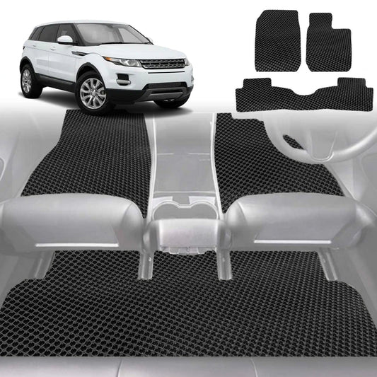 6D Diamond Car Floor Mats for Land Rover Range Rover Evoque 2010-2018-Full Set-Black-Outback GT