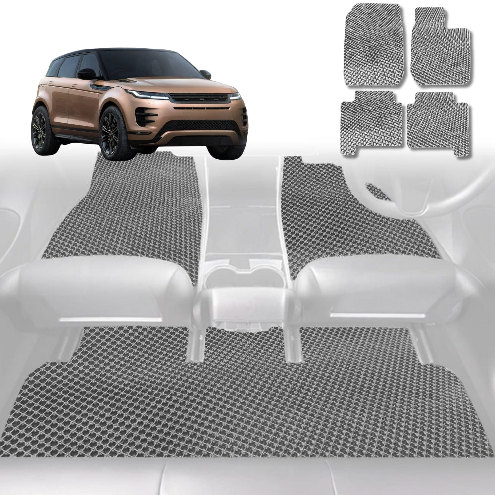 6D Diamond Car Floor Mats for Land Rover Range Rover Evoque 2018-Current-Full Set-Grey-Outback GT
