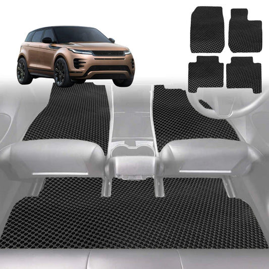 6D Diamond Car Floor Mats for Land Rover Range Rover Evoque 2018-Current-Full Set-Black-Outback GT
