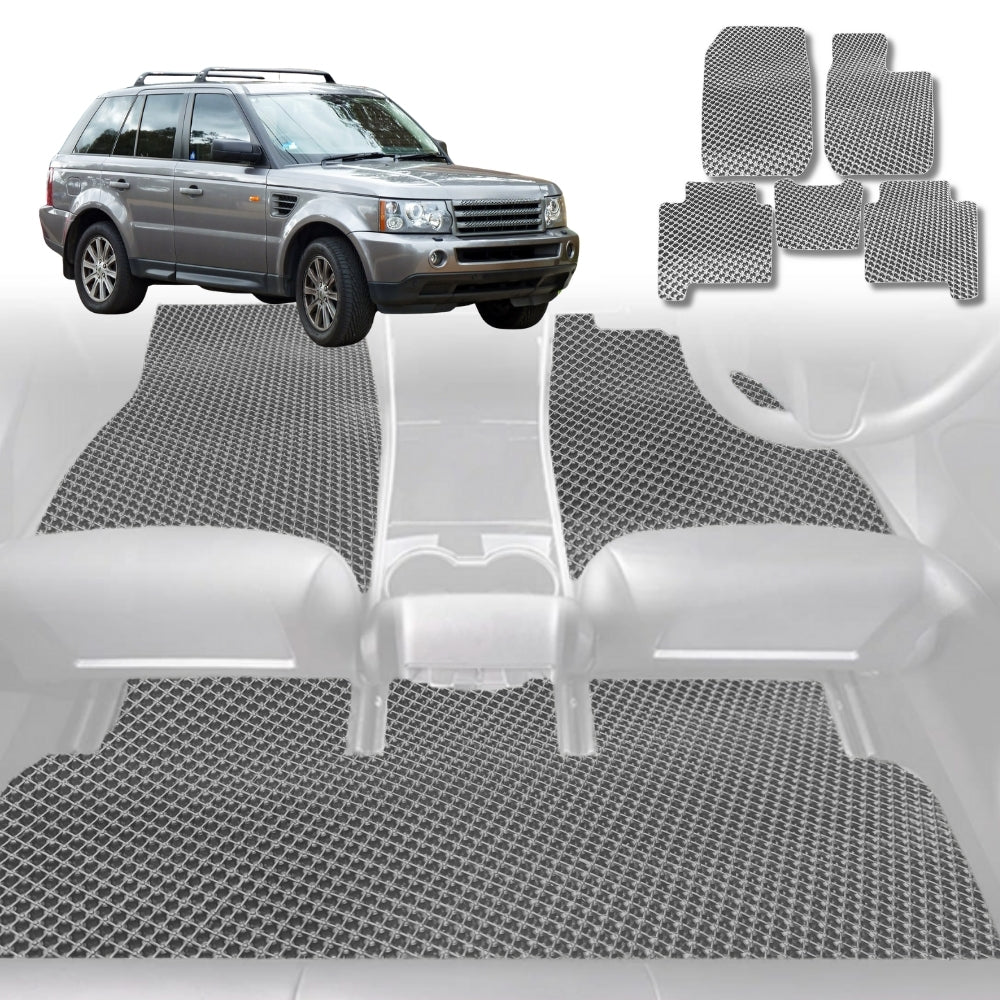6D Diamond Car Floor Mats for Land Rover Range Rover Sport 2005-2013-Full Set-Grey-Outback GT