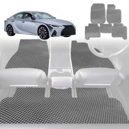 6D Diamond Car Floor Mats for Lexus IS 2013-2021-Full Set-Grey-Outback GT