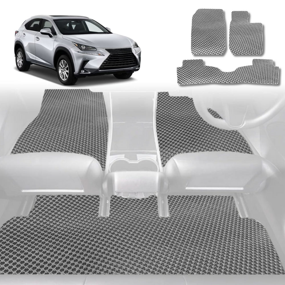 6D Diamond Car Floor Mats for Lexus NX 2014-2021-Full Set-Grey-Outback GT