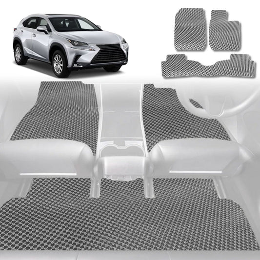 6D Diamond Car Floor Mats for Lexus NX 2014-2021-Full Set-Grey-Outback GT