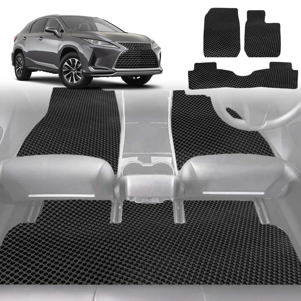 6D Diamond Car Floor Mats for Lexus RX 2015-2022-Full Set-Black-Outback GT