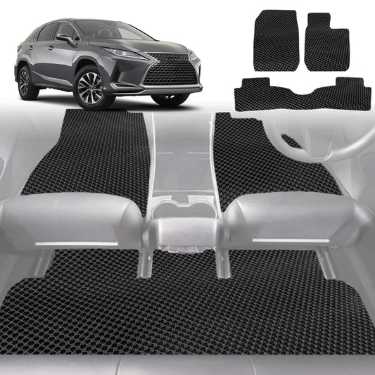 6D Diamond Car Floor Mats for Lexus RX 2015-2022-Full Set-Black-Outback GT