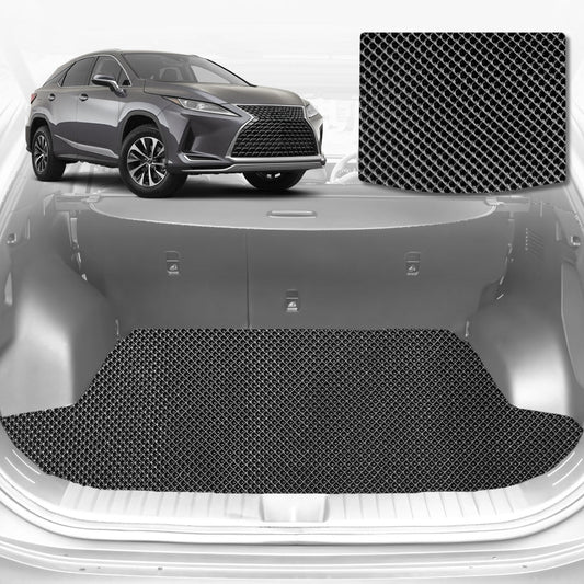 6D Diamond Car Boot Mat for Lexus RX (20R, 25R, 26R)2015-2022-(3rd Row folded/5 seater)-Cargo Mat-Black-Outback GT