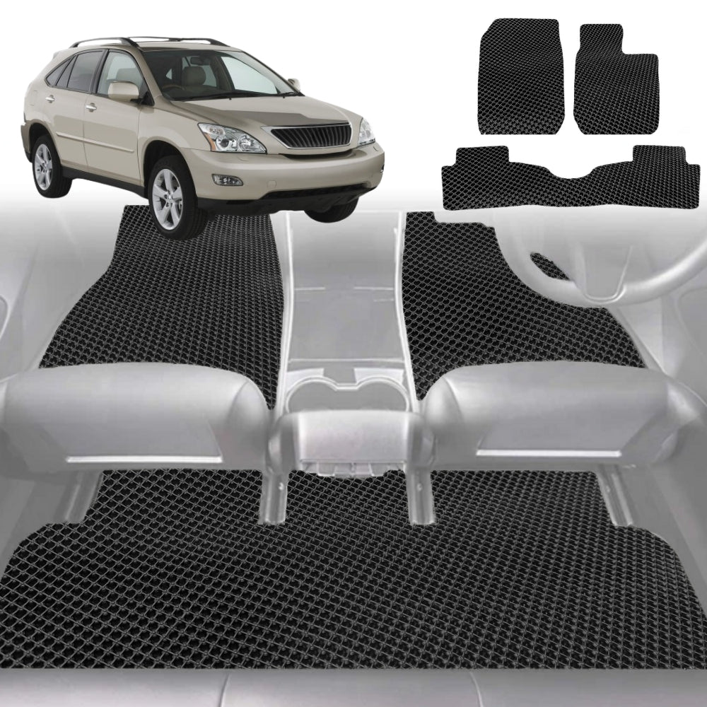 6D Diamond Car Floor Mats for Lexus RX (GSU35)2003-2009-Full Set-Black-Outback GT