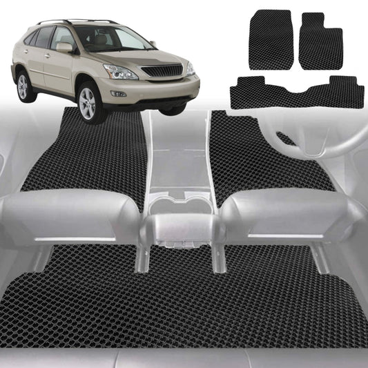 6D Diamond Car Floor Mats for Lexus RX (GSU35)2003-2009-Full Set-Black-Outback GT