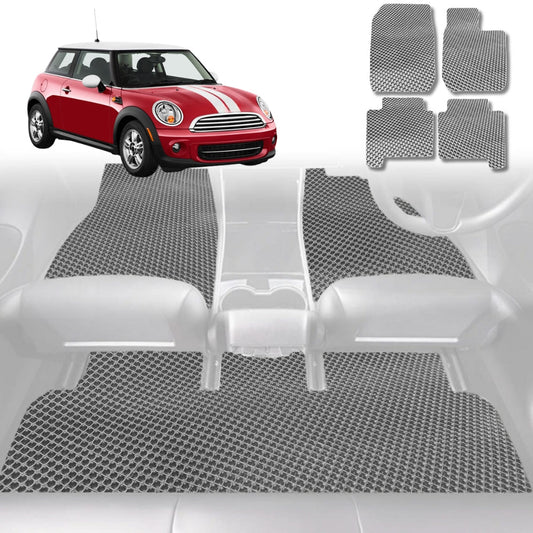 6D Diamond Car Floor Mats for MINI Cooper 3-Door Hatch (R56)2006-2013-Full Set-Grey-Outback GT