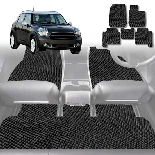 6D Diamond Car Floor Mats for MINI Countryman (R60)2010-2017-Full Set-Black-Outback GT