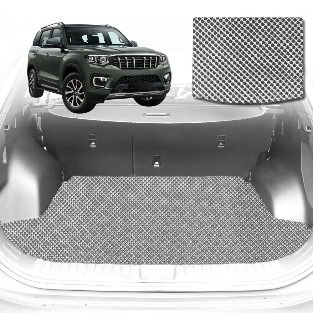 6D Diamond Car Boot Mat for Mahindra Scorpio (Z101)2022-Current-Cargo Mat-Grey-Outback GT