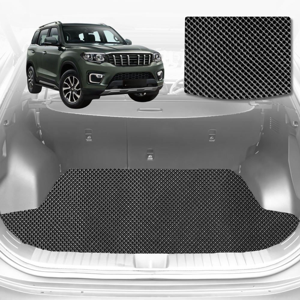 6D Diamond Car Boot Mat for Mahindra Scorpio (Z101)2022-Current-Cargo Mat-Black-Outback GT