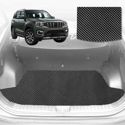 6D Diamond Car Boot Mat for Mahindra Scorpio (Z101)2022-Current-Cargo Mat-Black-Outback GT