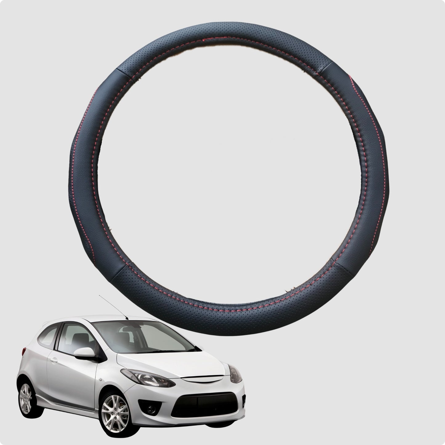 Steering Wheel Cover for Mazda 2 2007-2014 38CM Leather | Circle