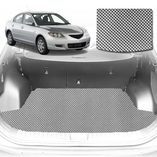 6D Diamond Car Boot Mat for Mazda 3 BK2004-2009-Sedan-Cargo Mat-Grey-Outback GT