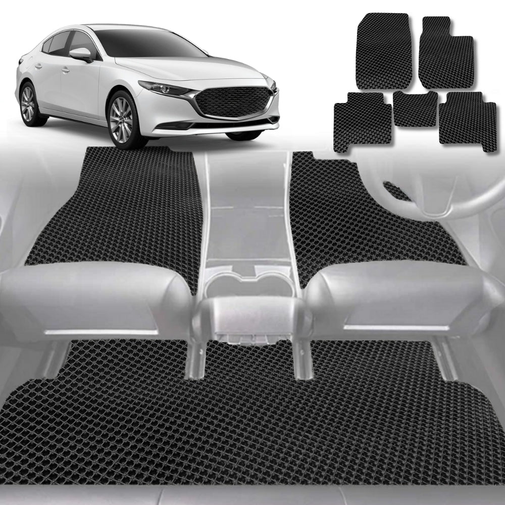 6D Diamond Car Floor Mats for Mazda 3 2019-Current-Full Set-Black-Outback GT