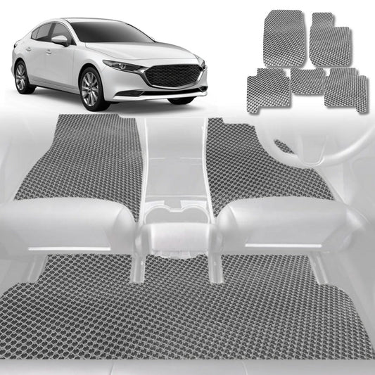 6D Diamond Car Floor Mats for Mazda 3 2019-Current-Full Set-Grey-Outback GT