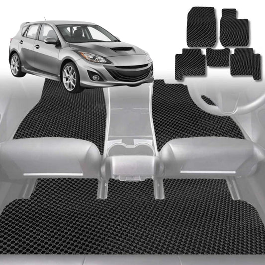 6D Diamond Car Floor Mats for Mazda 3 2009-2013-Full Set-Black-Outback GT