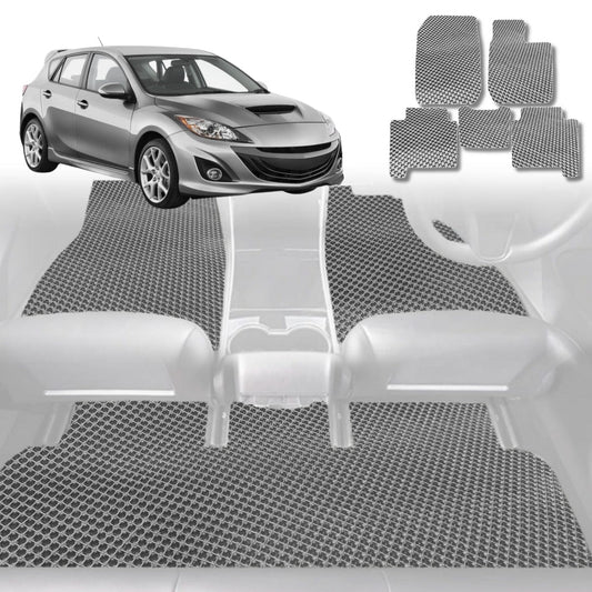 6D Diamond Car Floor Mats for Mazda 3 2009-2013-Full Set-Grey-Outback GT