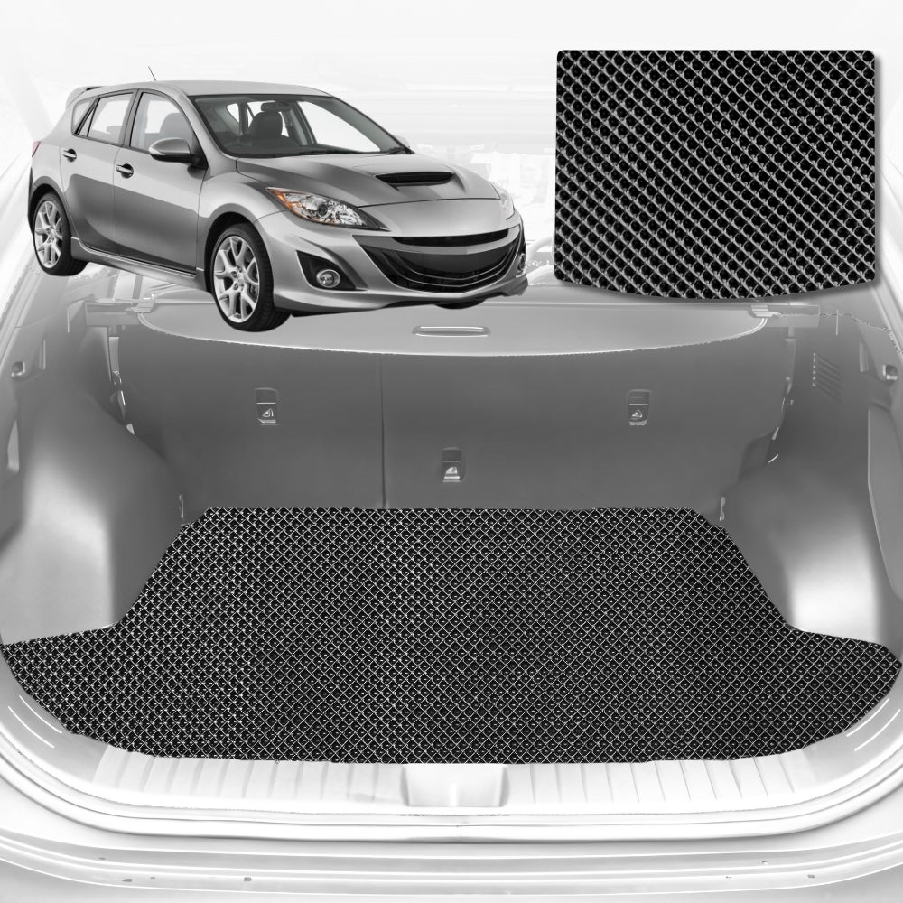 6D Diamond Car Boot Mat for Mazda 3 BK2004-2009-Sedan-Cargo Mat-Black-Outback GT