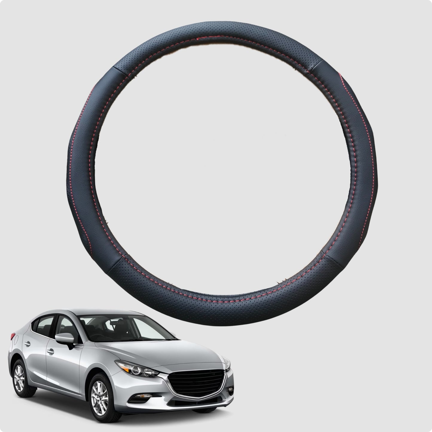 Steering Wheel Cover for Mazda 3 2014-2018 38CM Leather | Circle