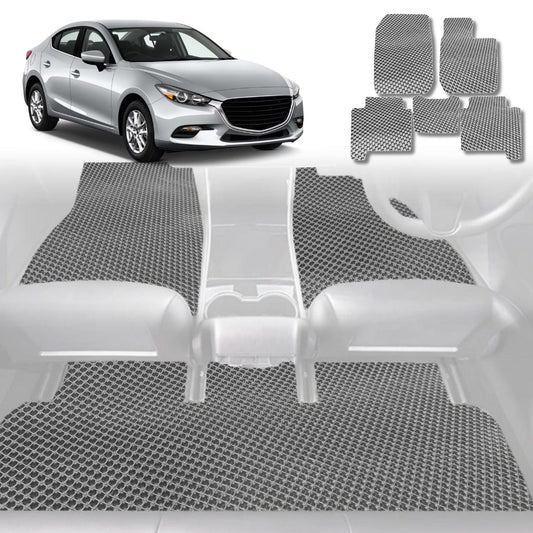 6D Diamond Car Floor Mats for Mazda 3 2014-2018-Full Set-Grey-Outback GT