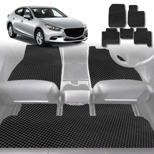 6D Diamond Car Floor Mats for Mazda 3 2014-2018-Full Set-Black-Outback GT
