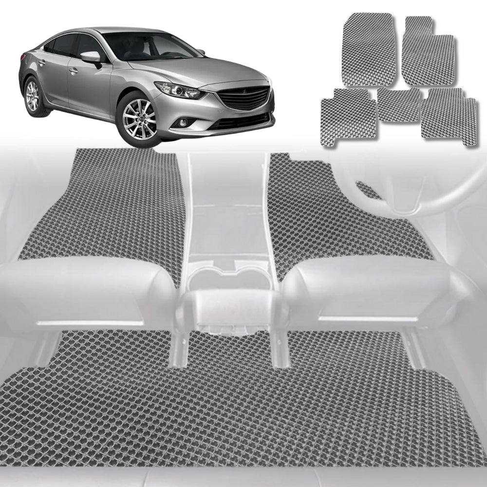 6D Diamond Car Floor Mats for Mazda 6 2008-2012-Full Set-Grey-Outback GT