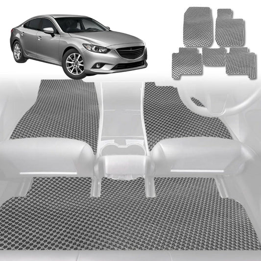 6D Diamond Car Floor Mats for Mazda 6 2008-2012-Full Set-Grey-Outback GT