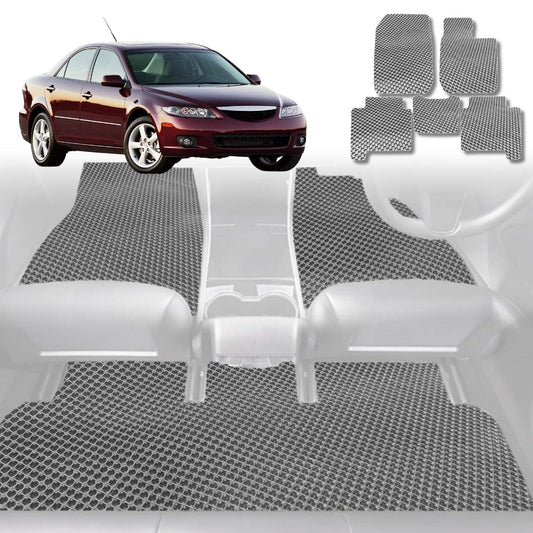 6D Diamond Car Floor Mats for Mazda 6 2002-2008-Full Set-Grey-Outback GT