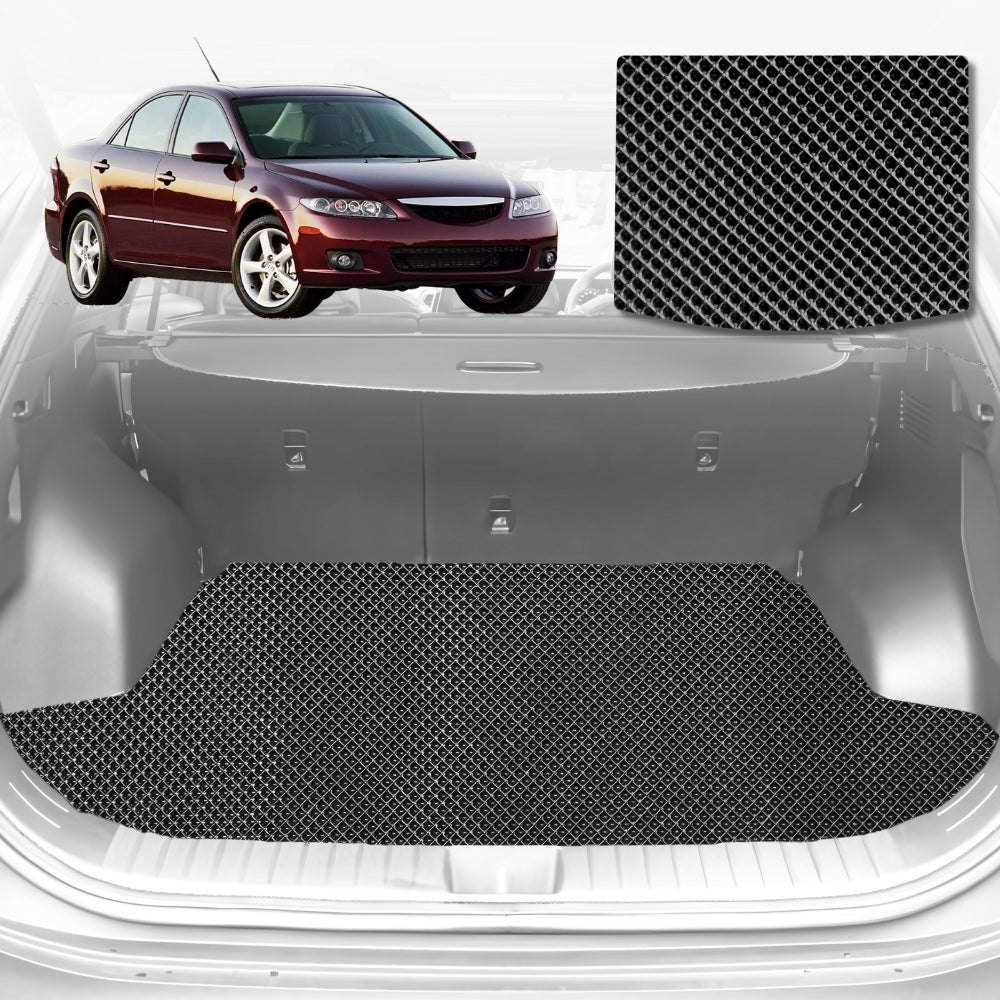 6D Diamond Car Boot Mat for Mazda 6 GG, GH, GY, GH12002-2008-Hatch-Cargo Mat-Black-Outback GT