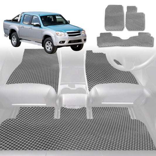 6D Diamond Car Floor Mats for Mazda BT-50 (J97M)2006-2011-Full Set-Grey-Outback GT