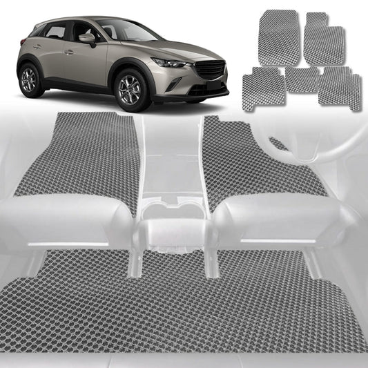 6D Diamond Car Floor Mats for Mazda CX-3 2015-Current-Full Set-Grey-Outback GT