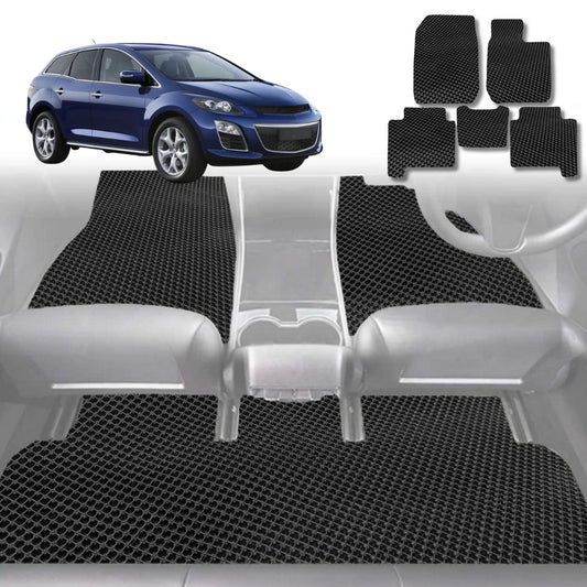6D Diamond Car Floor Mats for Mazda CX-7 2006-2012-Full Set-Black-Outback GT