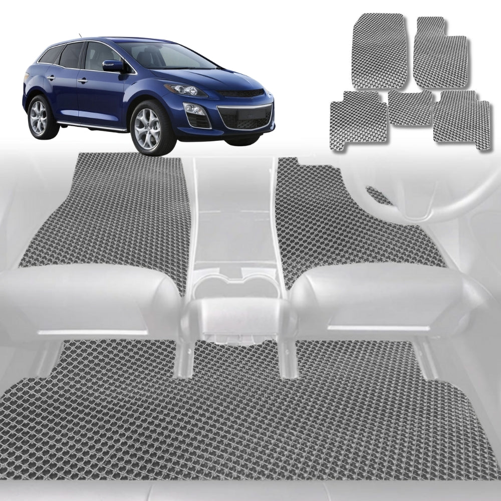 6D Diamond Car Floor Mats for Mazda CX-7 2006-2012-Full Set-Grey-Outback GT