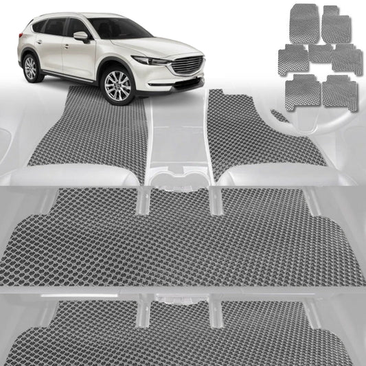 6D Diamond Car Floor Mats for Mazda CX-8 2018-Current-Ultimate Set-Grey-Outback GT