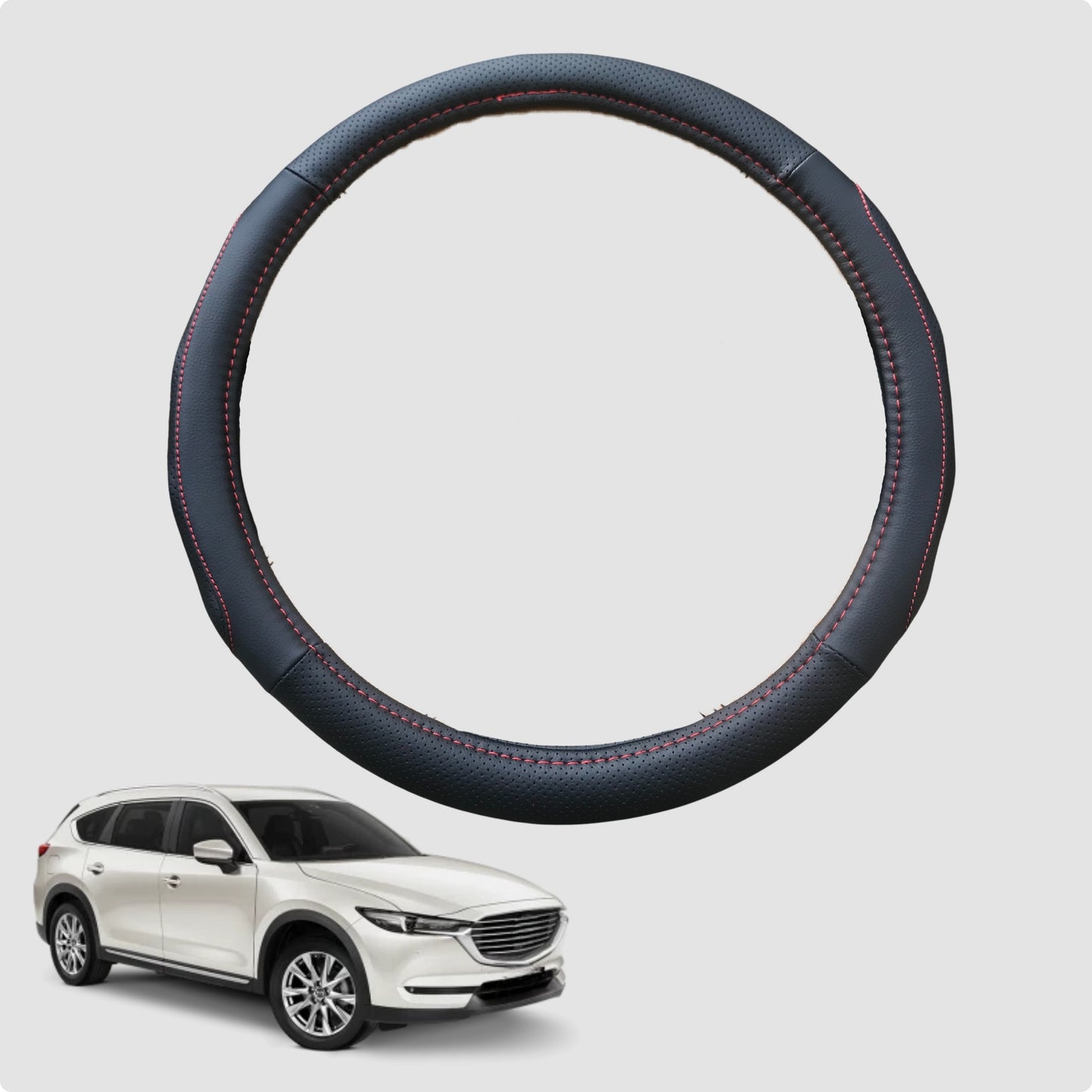 Steering Wheel Cover for Mazda CX-8 2018-Current 38CM Leather | Circle
