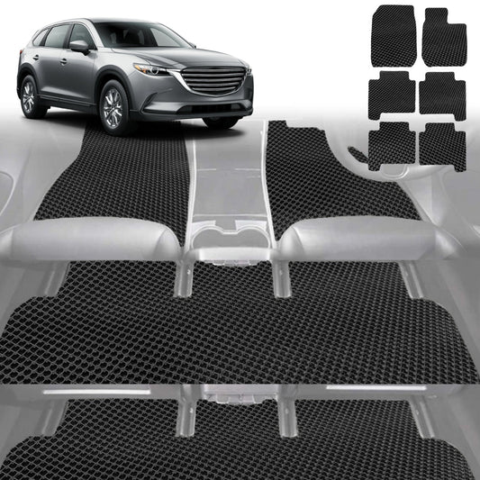 6D Diamond Car Floor Mats for Mazda CX-9 2007-2016-Ultimate Set-Black-Outback GT