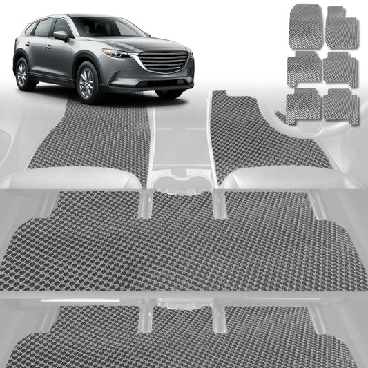 6D Diamond Car Floor Mats for Mazda CX-9 2007-2016-Ultimate Set-Grey-Outback GT