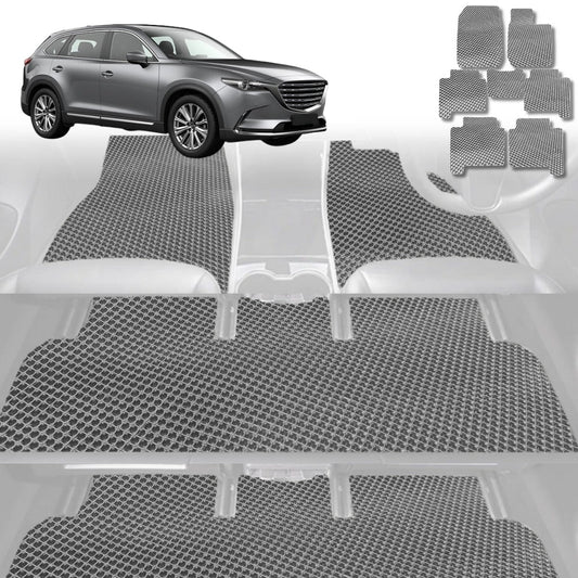 6D Diamond Car Floor Mats for Mazda CX-9 2016-Current-Ultimate Set-Grey-Outback GT