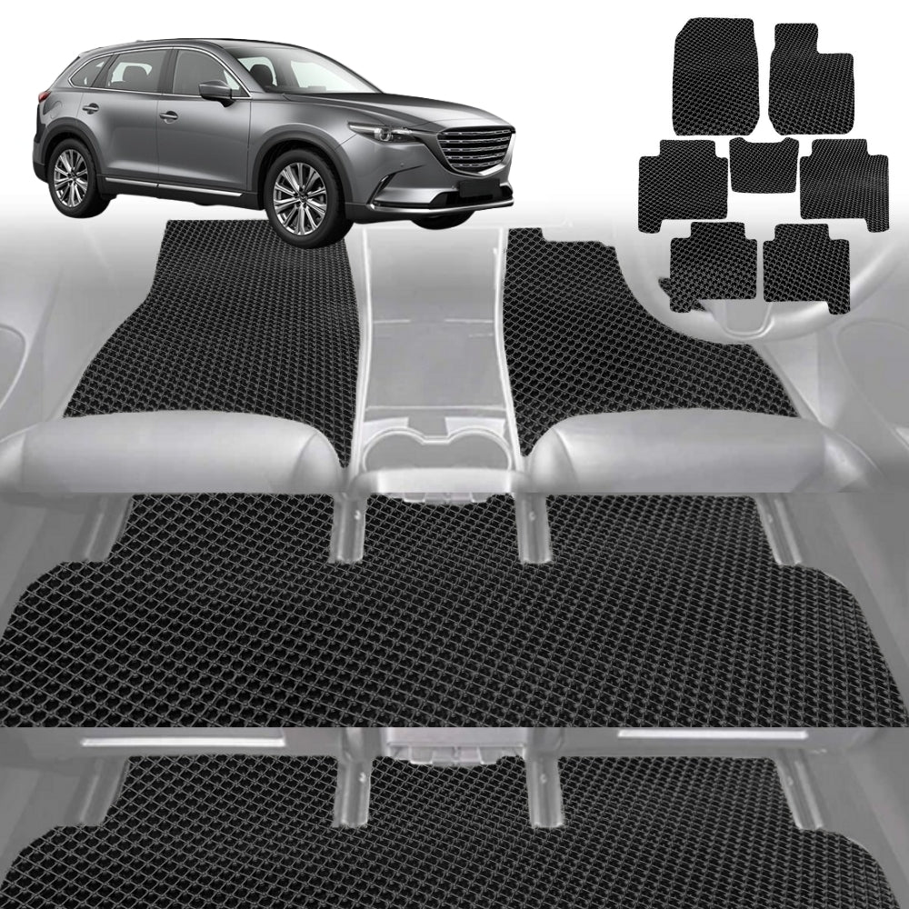6D Diamond Car Floor Mats for Mazda CX-9 2016-Current-Ultimate Set-Black-Outback GT